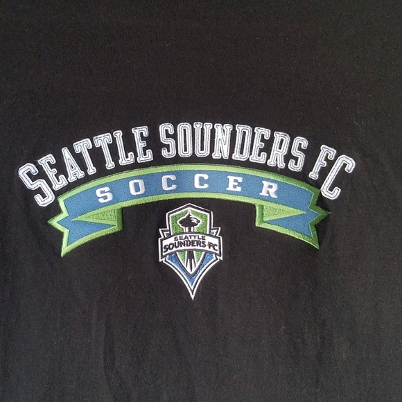 Seattle Sounders Soccer Football Black Tshirt with Embroidered - Picture 2 of 4